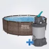 Bestway MYKONOS LUX homokszűrős vízforgatóval rattan hatású fémvázas medence szett 366 x 100 cm