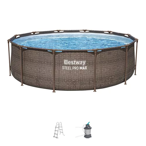 Bestway MYKONOS LUX homokszűrős vízforgatóval rattan hatású fémvázas medence szett 366 x 100 cm