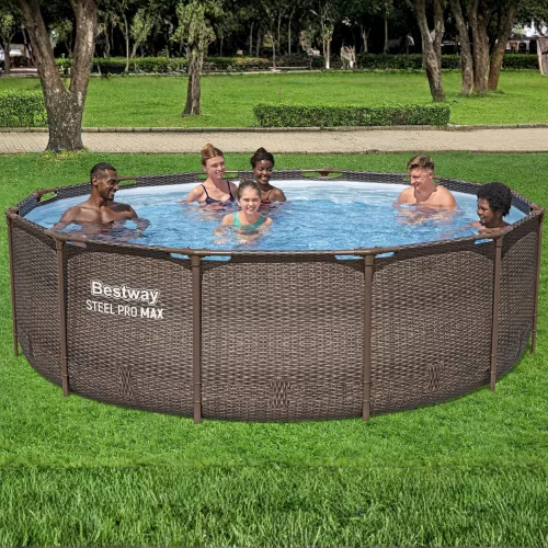 Bestway MYKONOS LUX homokszűrős vízforgatóval rattan hatású fémvázas medence szett 366 x 100 cm