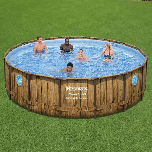 Bestway EVIA Vista rattan hatású fémvázas medence szett 488 x 122 cm