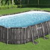 Bestway ESPIRITU fa hatású ovális fémvázas medence szett 610 x 366 x 122 cm