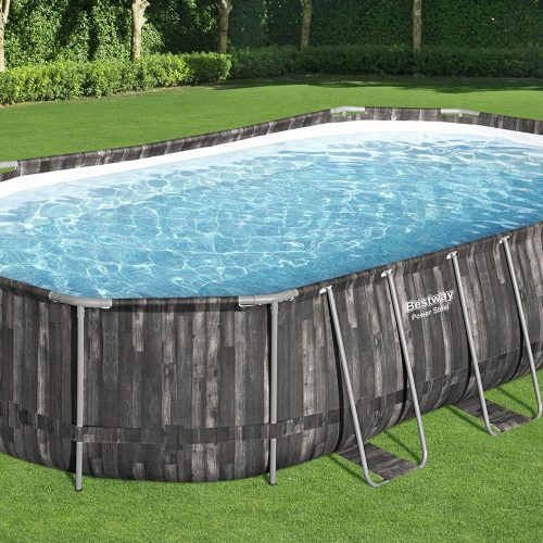 Bestway ESPIRITU fa hatású ovális fémvázas medence szett 610 x 366 x 122 cm