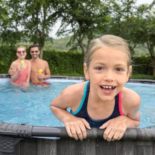 NAXOS Fa hatású fémvázas medence szett 427x107 cm