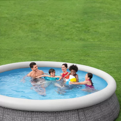 Bestway BELVEDERE, rattan hatású, felfújható peremű puhafalú medence szett 366 cm x76 cm