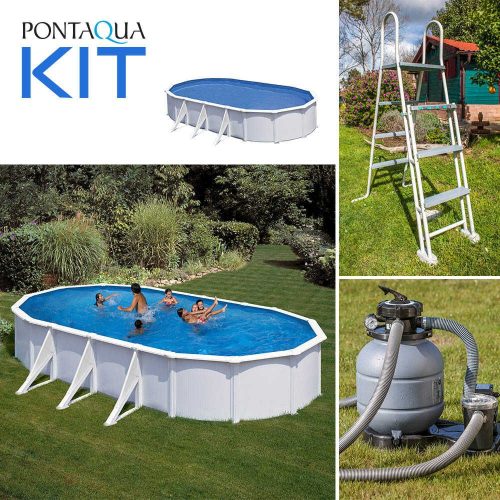 PONTAQUA KIT 7 fémfalas családi medence szett 7,3 x 3,75 x 1,2 m