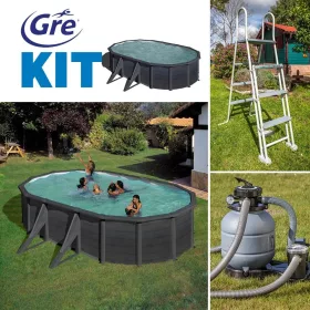   GRE KIT GRAPHITE fémfalas családi medence szett 500 x 300 x120 cm