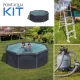 GRE KIT GRAPHITE kerek fémfalas családi medence szett 3,5 x 1,20 m