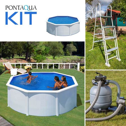 PONTAQUA KIT WHITE kerek fémfalas családi medence szett 3,5 x 1,2 m