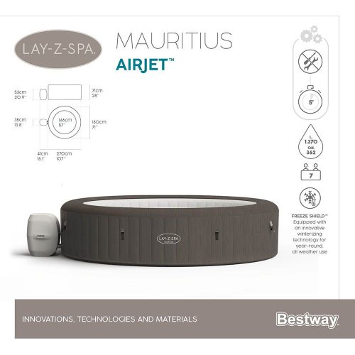 Lay-Z-Spa  Mauritius AirJet masszázsmedence 270 cm x 180 cm x 71 cm
