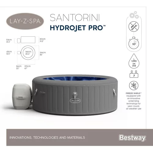 Lay-Z-Spa  Santorini Hydrojet Pro masszázsmedence 216 cm x 80 cm