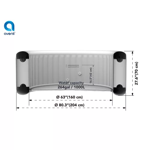 Avenli Venice szürke rattan mintás felfújható pezsgőfürdő, 204 × 70 cm, 1000 liter