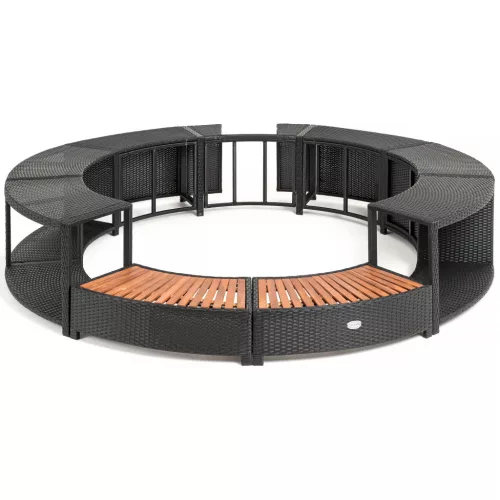 Lay-Z-Spa kör alakú rattan pezsgőfürdő bútor, 180 cm, fekete