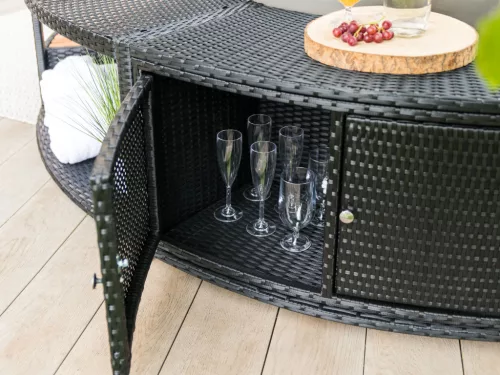 Lay-Z-Spa kör alakú rattan pezsgőfürdő bútor, 180 cm, fekete