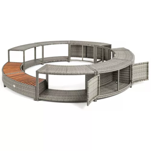 Lay-Z-Spa kör alakú rattan pezsgőfürdő bútor, 200 cm, szürke