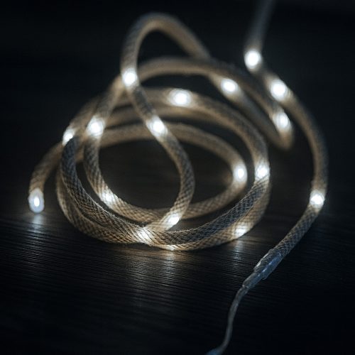 Dekortrend LED kötél fényfüzér, 20 led, meleg fehér, elemes