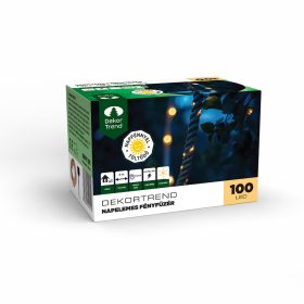   Dekortrend Napelemes LED kötél fényfüzér, 100 led, meleg fehér, 8m