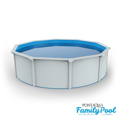 Pontaqua Family Pool kerek 460 x 120 cm, papírfehér, 0,4mm PVC fólia, 2 gégecső, szkimmer, befúvó