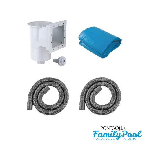Pontaqua Family Pool ovális 4,9x3,6x1,2 fehér, 0,4mm PVC fólia, 2 gégecső, szkimmerrel, befúvóval