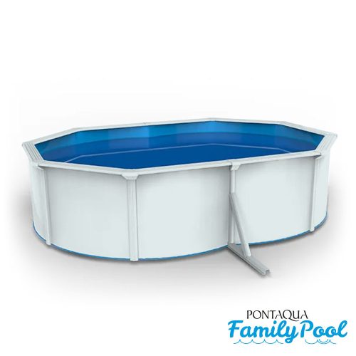 Pontaqua Family Pool ovális 4,9x3,6x1,2 fehér, 0,4mm PVC fólia, 2 gégecső, szkimmerrel, befúvóval