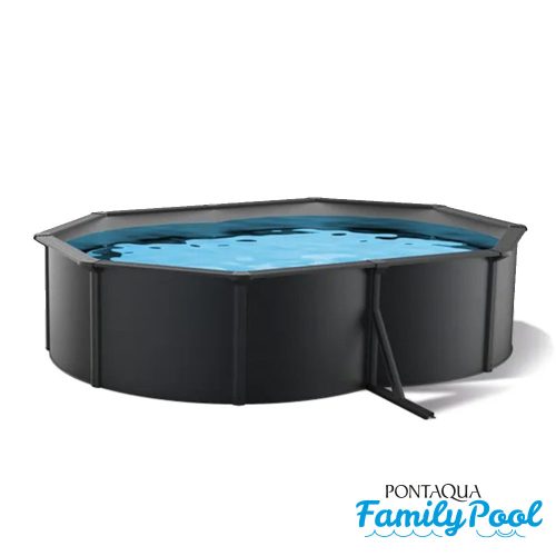 Pontaqua Family Pool ovális 4,9x3,6x1,2 antracit, 0,4mm PVC fólia, 2 gégecső, szkimmerrel, befúvóval