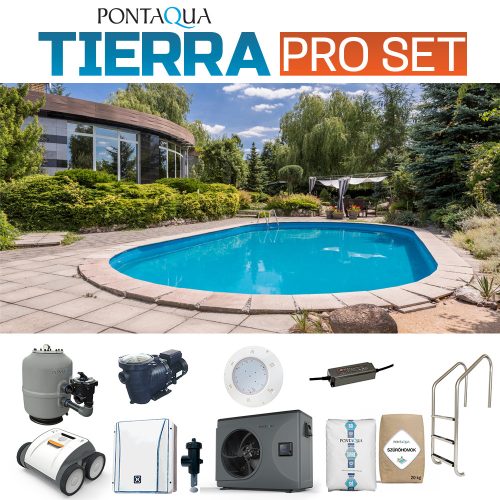 TIERRA PRO BLUE POOL süllyesztett ovális medence szett 500 x 300 x 150 cm