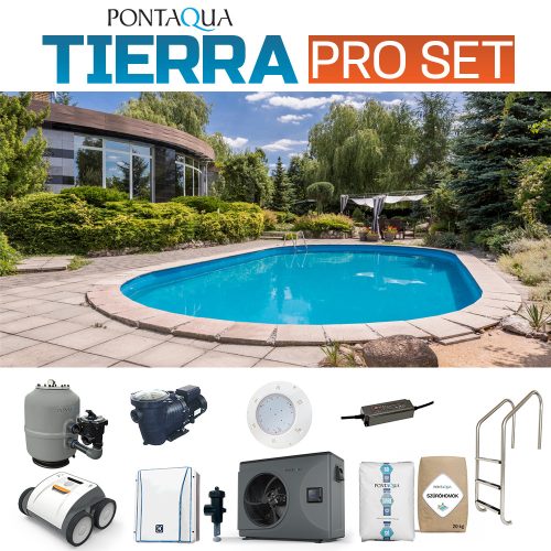 TIERRA  PRO BLUE POOL süllyesztett ovális medence szett 700 x 300 x 150 cm