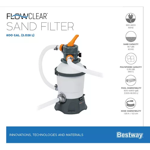 Flowclear Homokszűrő 3 m³/h ChemConnect vegyszeradagolóval
