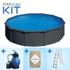 Pontaqua Family Pool KIT ANTRACIT kerek fémfalas családi medence szett 460 x 120 cm