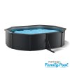 Pontaqua Family Pool KIT ANTRACIT ovális fémfalas családi medence szett 490 x 360 x 120 cm