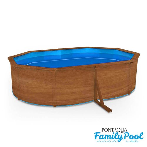 Pontaqua Family Pool KIT WOOD ovális fémfalas családi medence szett 490 x 360 x 120 cm