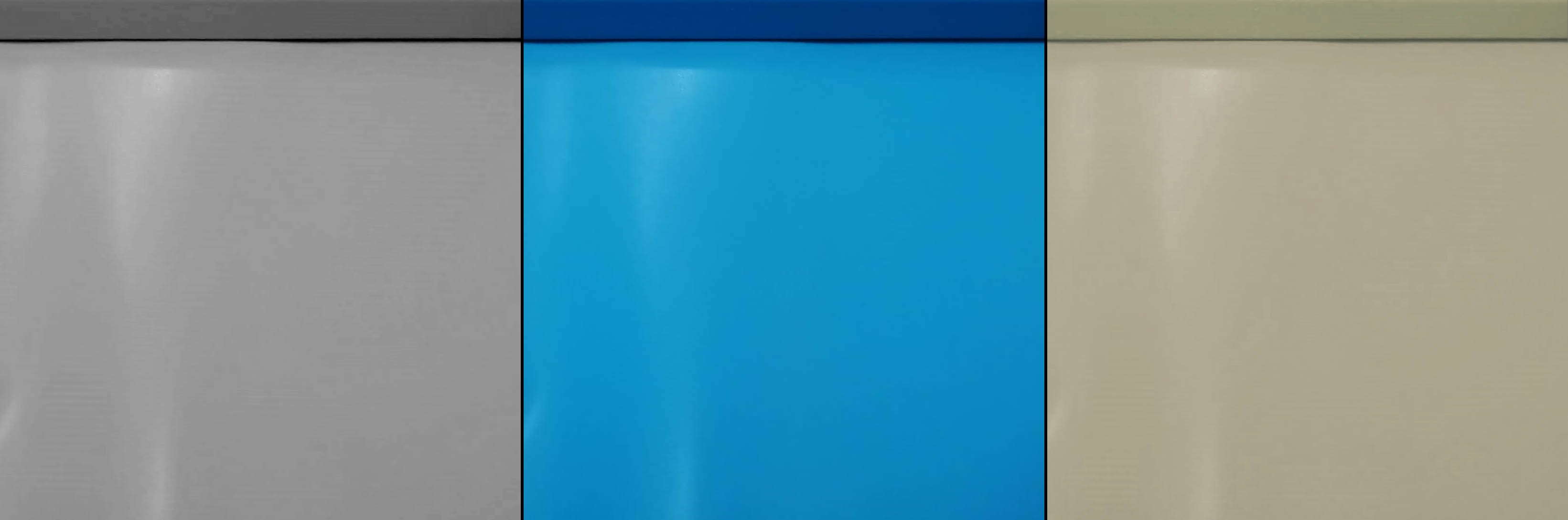 Pontaqua Tierra Inground Pool és Panel Pool medencecsalád. Választható Tierra Inground belső fólia színek: felhő szürke, kék, homok. Panel Pool fólia: kék.