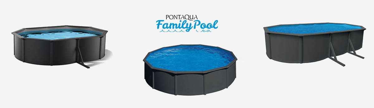 Pontaqua Family Pool elegáns antracit szürke merevfalú medencecsalád